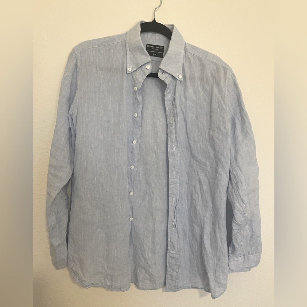 100% premium linen button down blouse - Picture 2 of 7